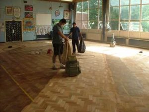 School Floor Sanding - Parquet block floor